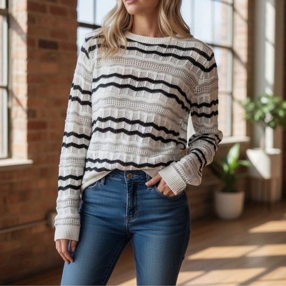Desigual Heart Stripe Sweater Women Euro Medium or US Small